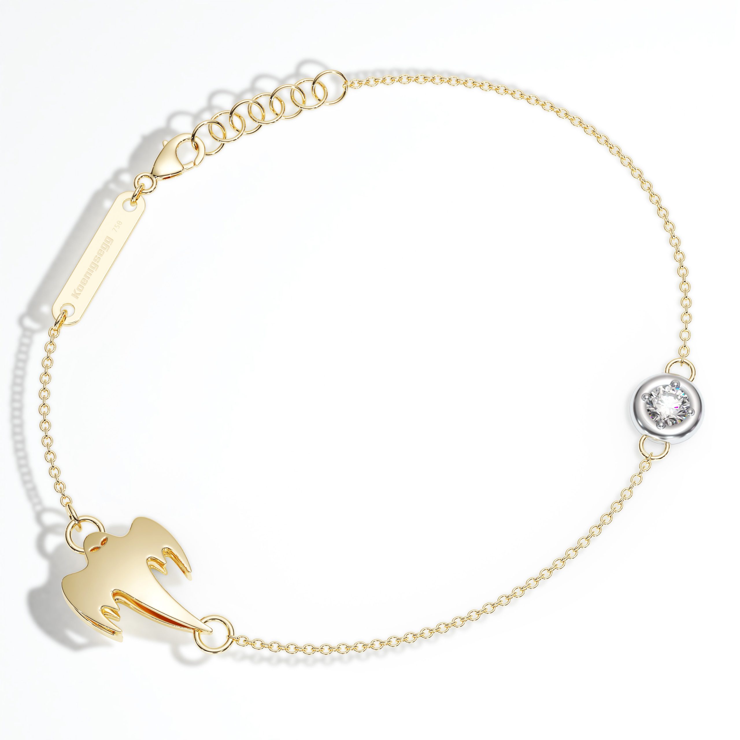 Gold Ghost Chain Bracelet with Diamond Accent - Image 3